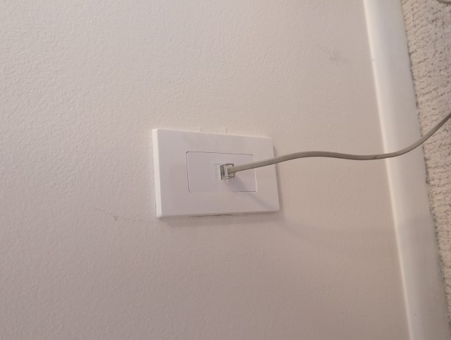 Finished work with RJ45 wall keystone