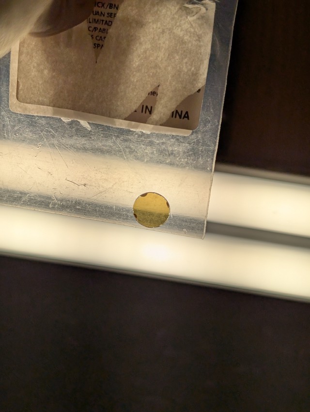 dichroic lens in the light showing the light filtering