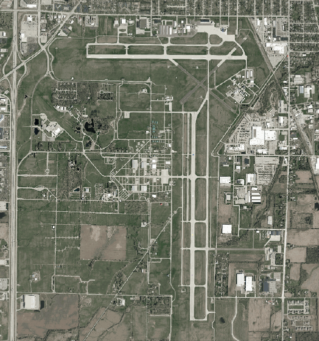 Oshkosh airport aerial screenshot from QGIS